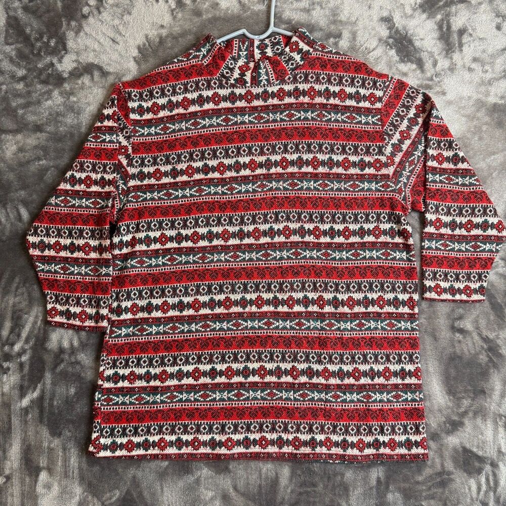 Womens Sport Caren Geomertic Red Size 18 Long Sleeve Pullover 3/4 Sleeve